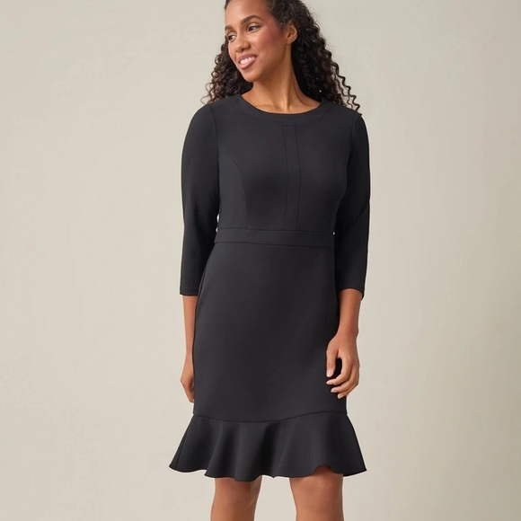 Ruffle Hem Dress, Black Kasper - Picture 1 of 5